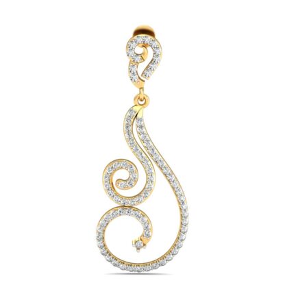 Yellow gold round diamond stud earrings, close-up