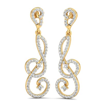 Yellow gold solitaire diamond stud earrings, front view