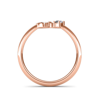Front view of rose gold diamond butterfly open band ring