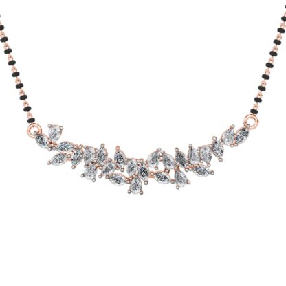 Rose gold diamond cluster mangalsutra pendant, front view