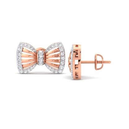 Rose gold diamond drop earrings, side view