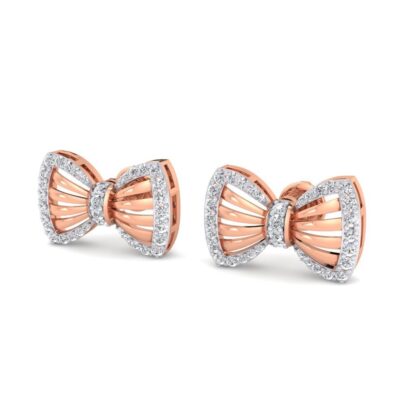 Rose gold diamond drop earrings, front view