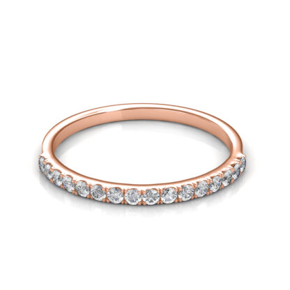 Front view of rose gold half eternity diamond ring