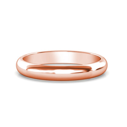 Front view of rose gold polished domed wedding band