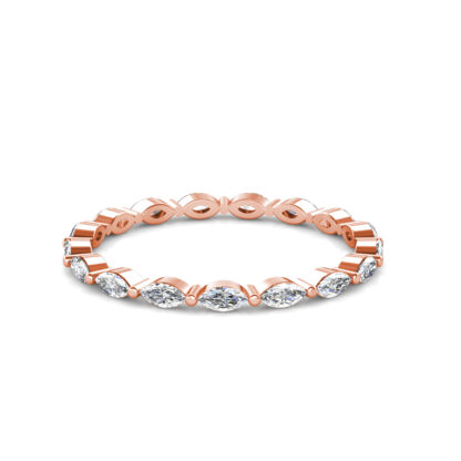 Front view of rose gold marquise diamond station eternity ring