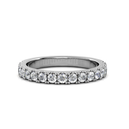 Front view of white gold half eternity diamond ring