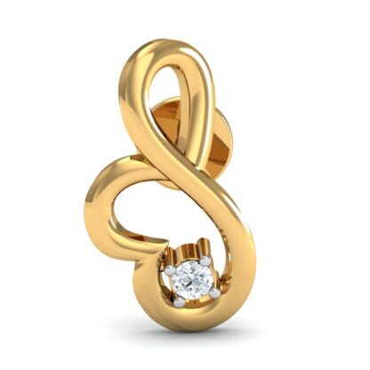 Yellow gold diamond stud earrings, close-up
