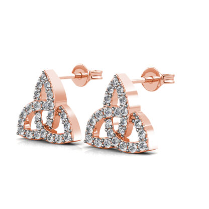 Rose gold marquise diamond fan cluster earrings, perspective view