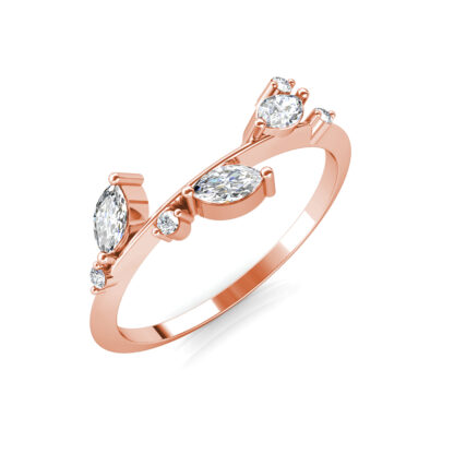 Perspective view of rose gold marquise diamond branch ring