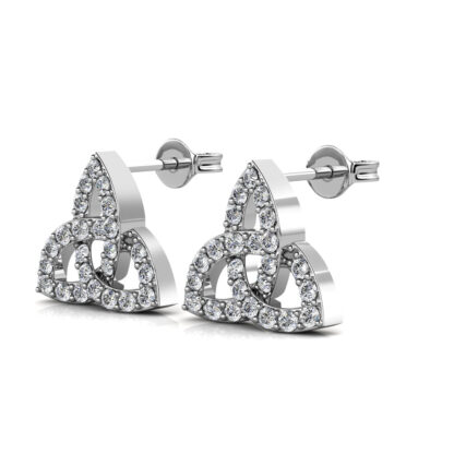 White gold marquise diamond fan cluster earrings, perspective view