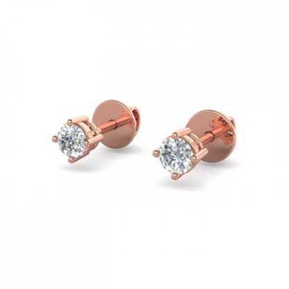 Rose gold 0.40 carat diamond stud earring close-up