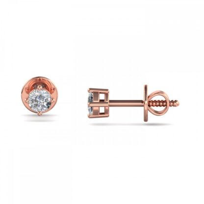 Rose gold 1.00 carat diamond stud earring close-up