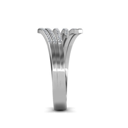 Side view of white gold multi-row diamond spiral wrap ring
