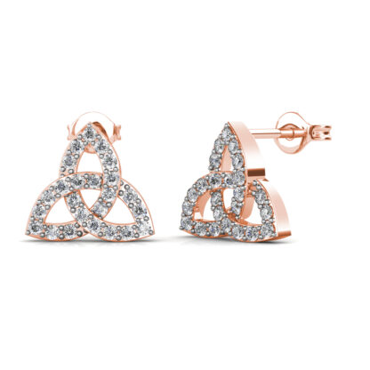 Rose gold marquise diamond fan cluster earrings, side view