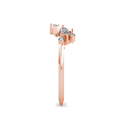 Side view of rose gold marquise diamond branch ring showing the band depth and setting