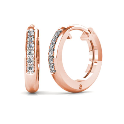 Rose gold pave diamond trinity knot earrings, side view