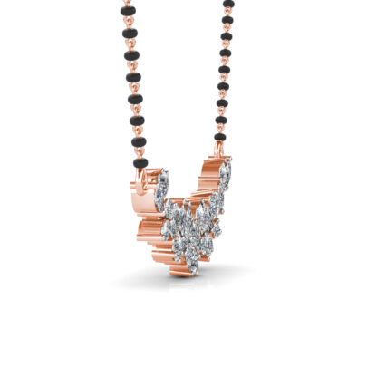 Rose gold diamond cluster mangalsutra pendant, side view