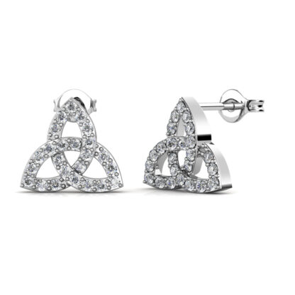 White gold marquise diamond fan cluster earrings, side view