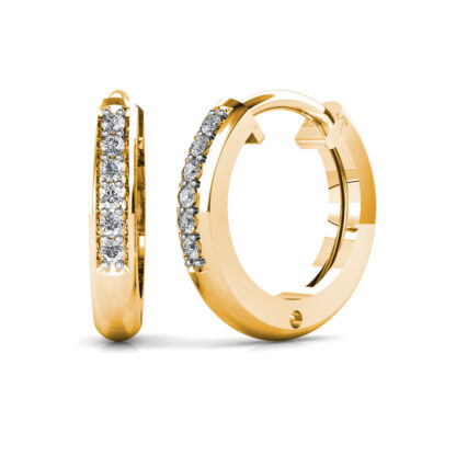 Yellow gold pave diamond trinity knot earrings, side view