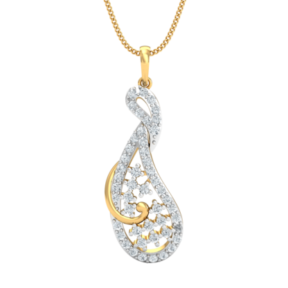 Yellow gold minimalist diamond pendant, front view