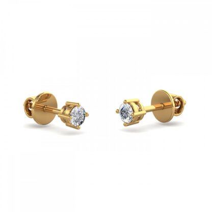 Side view of yellow gold 0.50 carat diamond stud earrings
