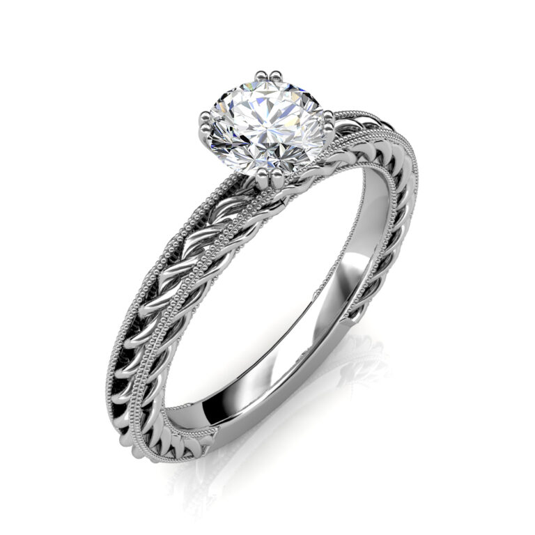 The Amor Etched Rope Preset Ring