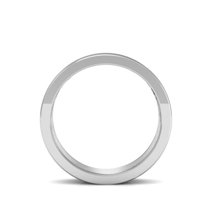 Side view of white gold or platinum braided openwork band for men showing the band depth