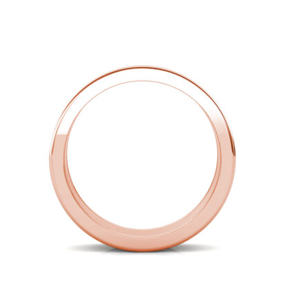 Through-finger view of rose gold brushed double groove band for men showing the band profile
