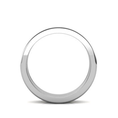Through-finger view of white gold or platinum brushed double groove band for men showing the band profile