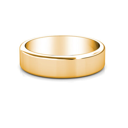 Front view of yellow gold classic polished flat band for men
