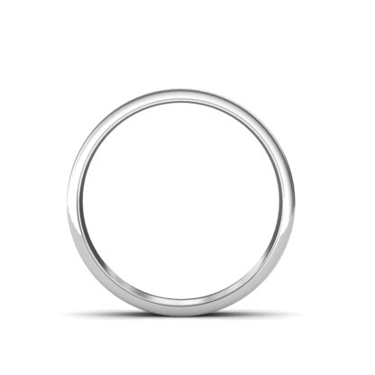 Through-finger view of white gold or platinum star-set diamond band for men showing the band profile
