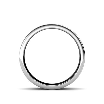 Through-finger view of yellow and white gold two-tone channel-set diamond band for men showing the band profile