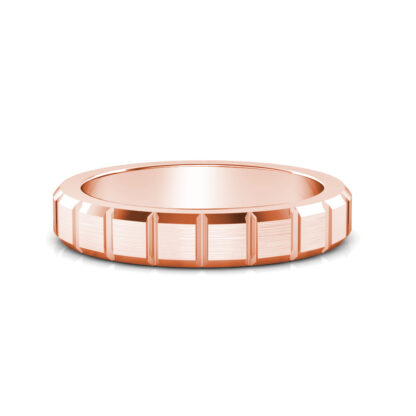 Front view of rose gold brushed block segment band