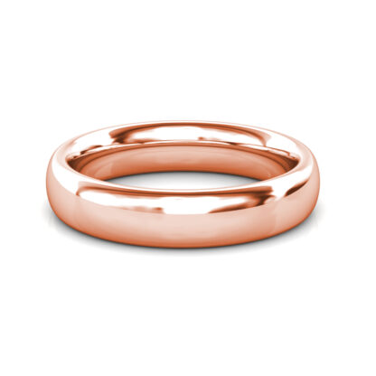 Front view of rose gold classic polished dome band for men