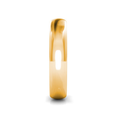 Side view of yellow gold classic polished dome band for men showing the band depth