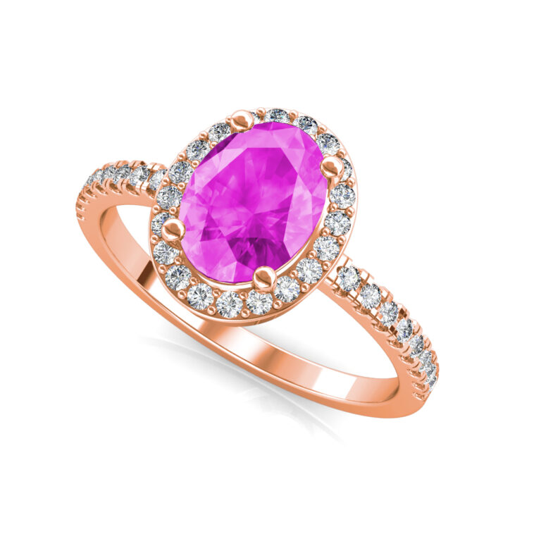 The Ivana Oval Halo Sapphire Ring