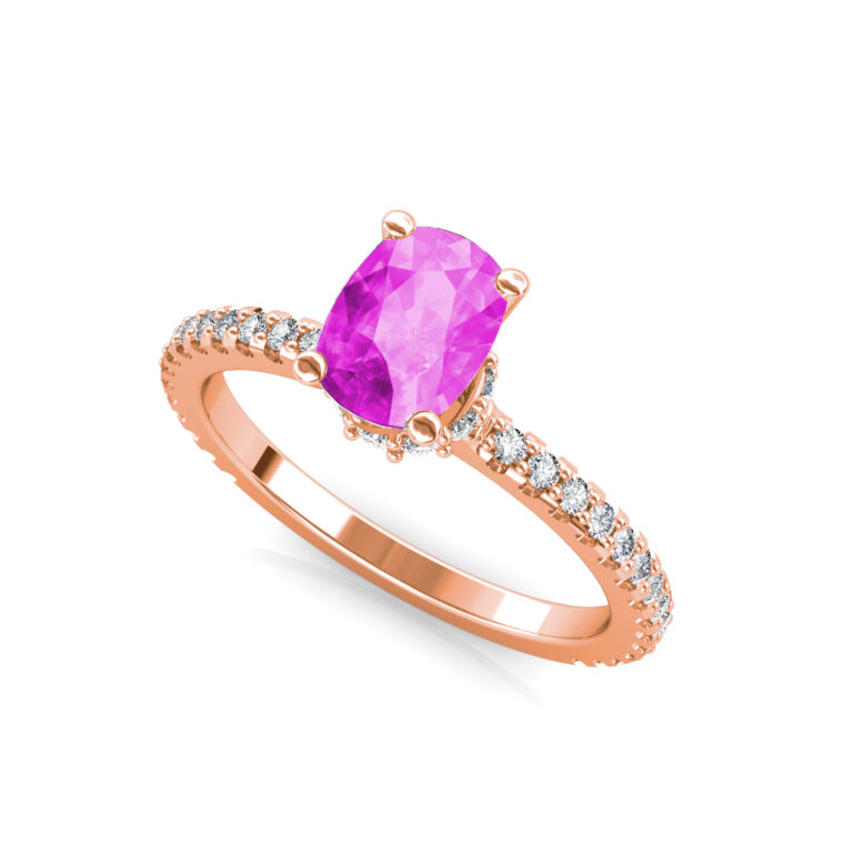 The Cindy Oval Hidden Halo Sapphire Ring